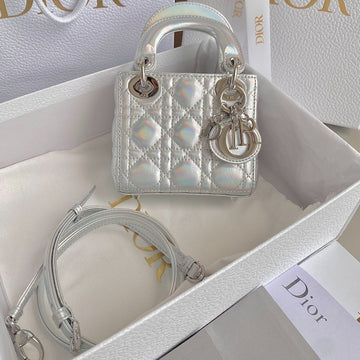 MICRO LADY 12 BAG IN SILVER LAMBSKIN Luxe Carry Bags