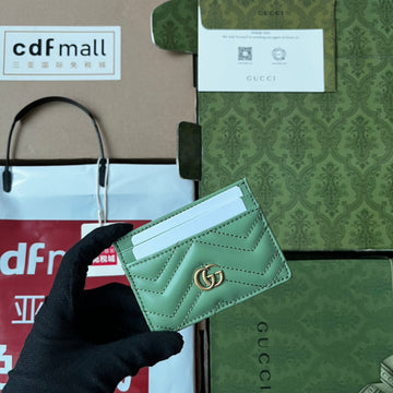 MARMONT QUILTED CARD CASE 10 IN LIGHT GREEN LAMBSKIN Luxe Carry Bags