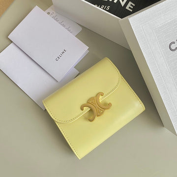 TRIPHOME 10 TRIFOLD WALLET CALFSKIN YELLOW PASTEL Luxe Carry