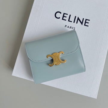 TRIPHOME 10 TRIFOLD WALLET CALFSKIN BLUE PASTEL Luxe Carry Bags