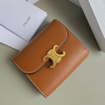 TRIPHOME 10 TRIFOLD WALLET CALFSKIN CINNAMON BROWN Luxe Carry Bags