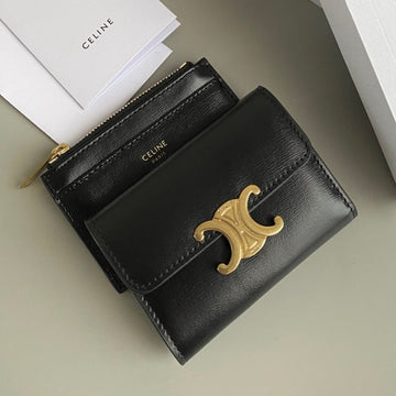TRIPHOME 9 WALLET TWO-IN-ONE BLACK CALFSKIN Luxe Carry Bags