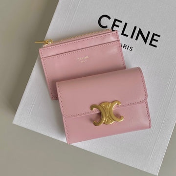 TRIPHOME 9 WALLET TWO-IN-ONE PINK PASTEL CALFSKIN Luxe Carry Bags
