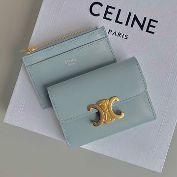 TRIPHOME 9 WALLET TWO-IN-ONE GLACIER BLUE CALFSKIN Luxe Carry