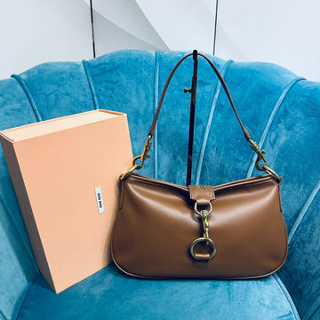 SHOULDER BAG 33 IN BROWN CALFSKIN GOLD HARDWARE By Luxe Carry