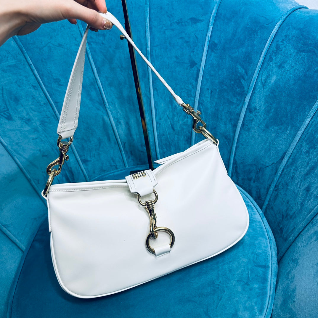 SHOULDER BAG 33 IN WHITE CALFSKIN GOLD HARDWARE By Luxe Carry
