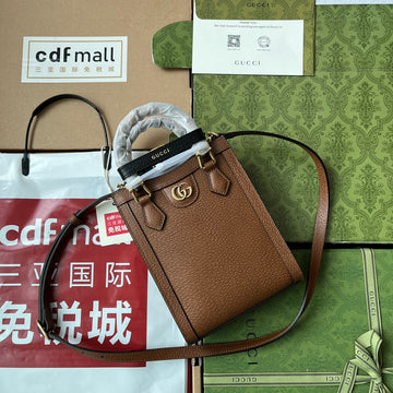 DIANA TOTE BAG 19 IN BROWN LAMBSKIN WITH BAMBOO HANDLE Luxe Carry