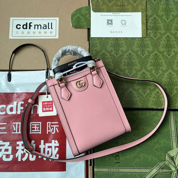DIANA TOTE BAG 19 IN PINK LAMBSKIN WITH BAMBOO HANDLE Luxe Carry Bags