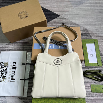 GG SMALL 28 TOTE BAG IN WHITE CALFSKIN Luxe Carry