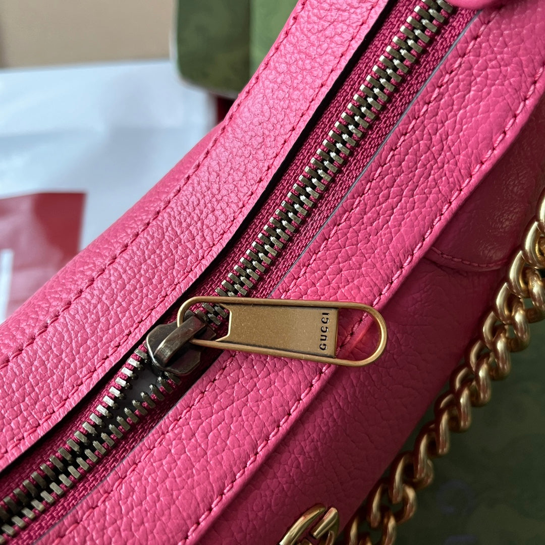 SHOULDER BAG 25 IN BRIGHT PINK CALFSKIN GOLD HARDWARE by Luxe Carry
