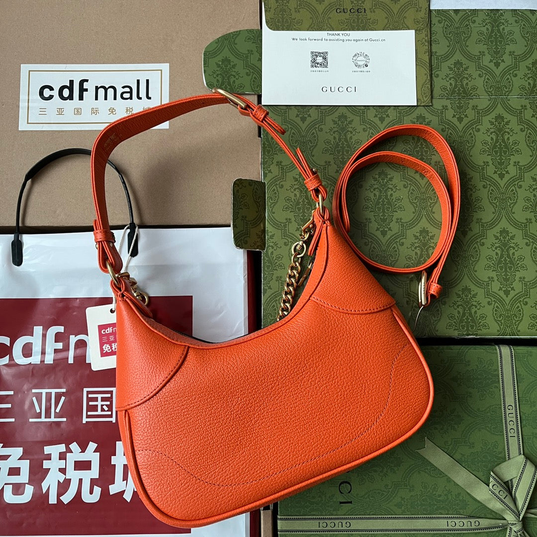 SHOULDER BAG 25 IN ORANGE CALFSKIN GOLD HARDWARE Luxe Carry Bags