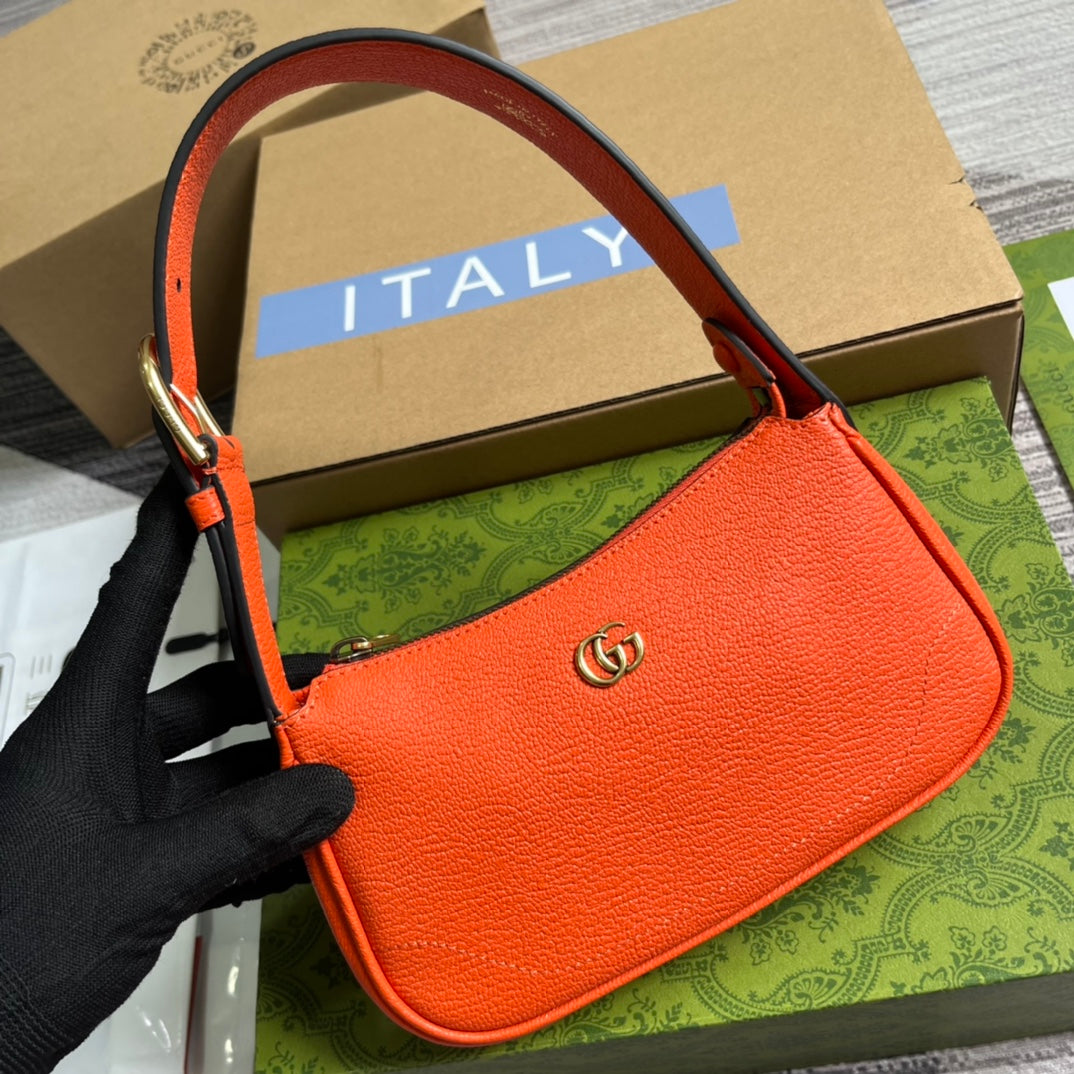 APHRODITE MINI 21 SHOULDER BAG IN ORANGE RED CALFSKIN by Luxe Carry