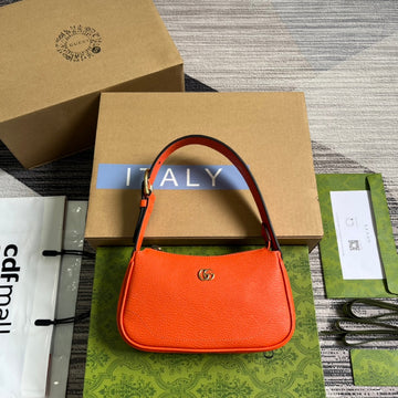 APHRODITE MINI 21 SHOULDER BAG IN ORANGE RED CALFSKIN Luxe Carry