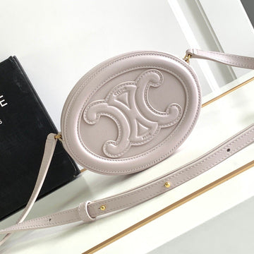 SMOOTH CALFSKIN 16 OVAL WHITE BAG Luxe Carry