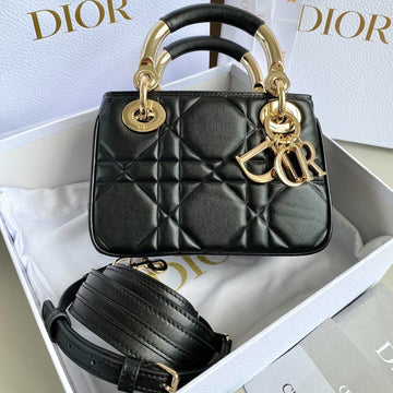 MINI LADY 19 BAG IN BLACK LAMBSKIN Luxe Carry Bags