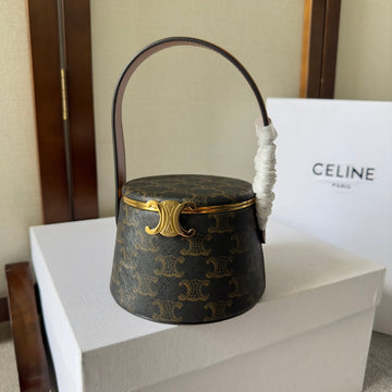 NINA MINAUDIERE 13 IN BLACK TRIOMPHE CANVAS GOLD HARDWARE Luxe Carry