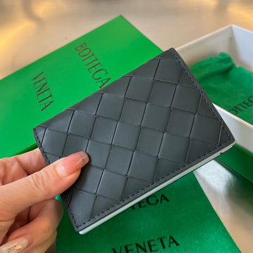 INTRECCIATO BUSINESS 11 BLACK CALFSKIN CARD CASE Luxe Carry