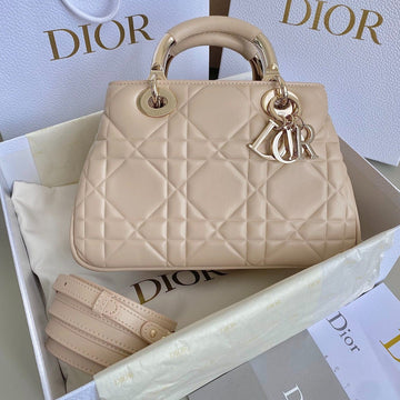 LADY 25 HANDBAG IN BEIGE CALFSKIN Luxe Carry Bags