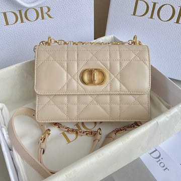 MINI CHAIN BAG 17 IN BEIGE CALFSKIN Luxe Carry