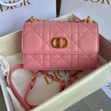 MINI CHAIN BAG 17 IN LIGHT PINK CALFSKIN Luxe Carry