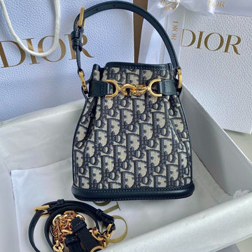 SMALL C'EST 18 IN BLUE CD-EMBOSSED OBLIQUE JACQUARD Luxe Carry Bags