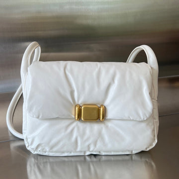 PAD PUFFER BAG 29 IN WHITE COWHIDE LEATHER Luxe Carry