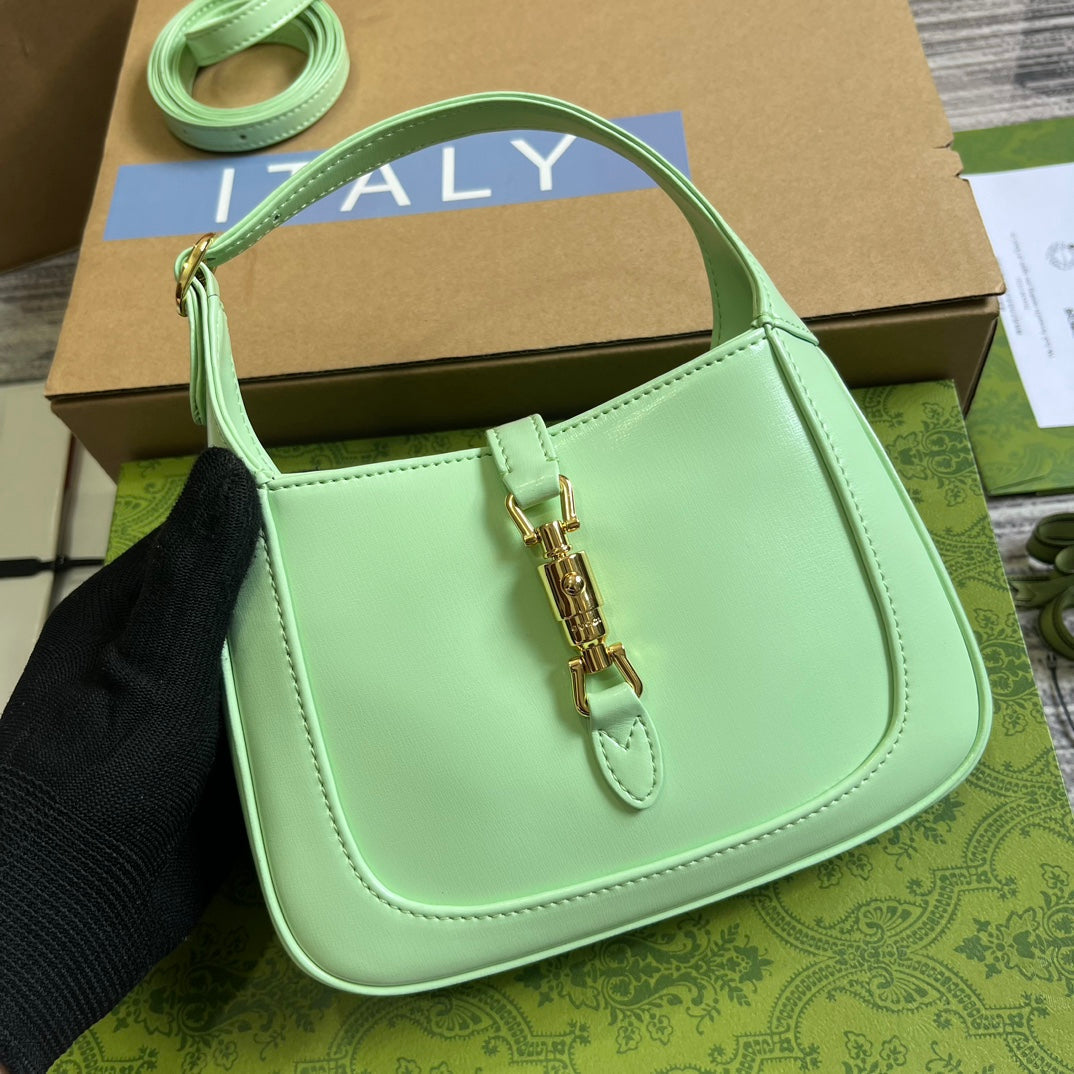 GG JACKIE MINI 19 SHOULDER BAG IN LIGHT GREEN CALFSKIN Luxe Carry Bags