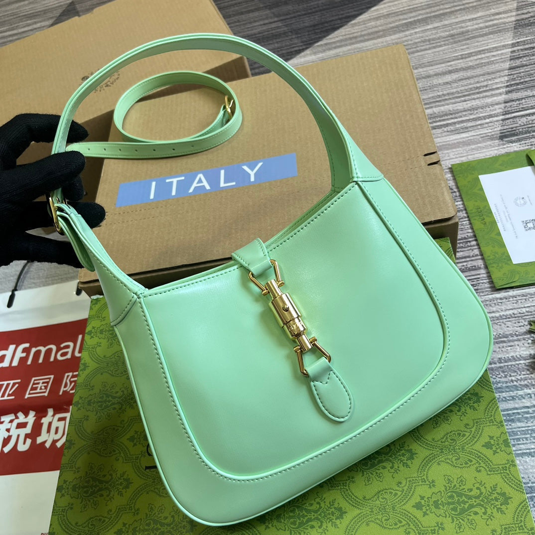 GG JACKIE SMALL 28 SHOULDER BAG IN LIGHT GREEN CALFSKIN by Luxe Carry