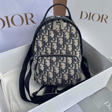 MINI RIDER BACKPACK 24 BEIGE AND BLACK OBLIQUE JACQUARD Luxe Carry Bags