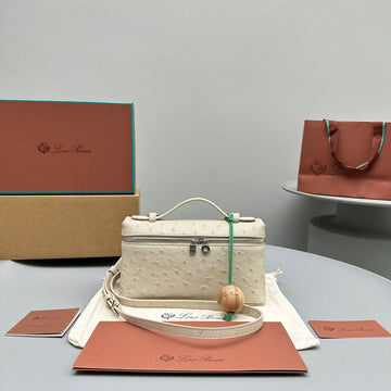 EXTRA POCKET L19 IN BISQUE BEIGE OSTRICH LEATHER by Luxe Carry