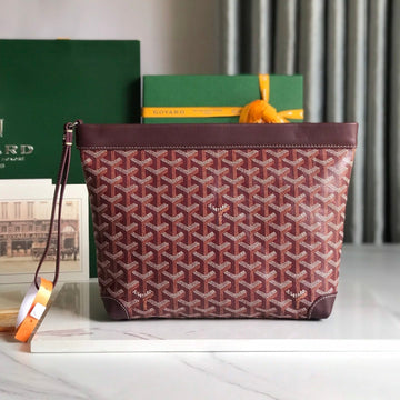 CONTI POUCH 24 IN WINE RED LAMBSKIN AND GOYARDINE CANVAS by Luxe Carry