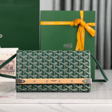 MONTE-CARLO PM CLUTCH 25 IN GREEN GOYARDINE CANVAS by Luxe Carry