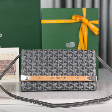MONTE-CARLO PM CLUTCH 25 IN GRAY GOYARDINE CANVAS Luxe Carry Bags