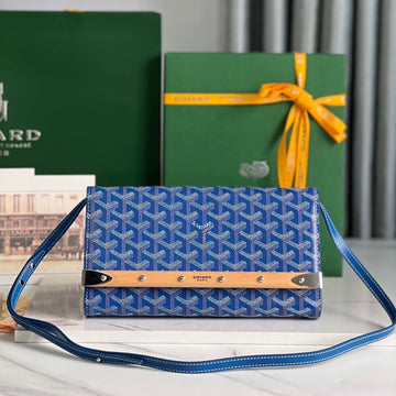 MONTE-CARLO PM CLUTCH 25 IN SAPPHIRE BLUE GOYARDINE CANVAS by Luxe Carry