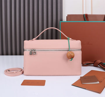 EXTRA BAG L27 IN BLUSH PINK GRAINED CALFSKIN WITH SILVER HARDWARE Luxe Carry Bags