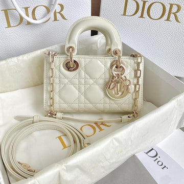 MINI D-JOY BAG 17 IN WHITE LAMBSKIN Luxe Carry