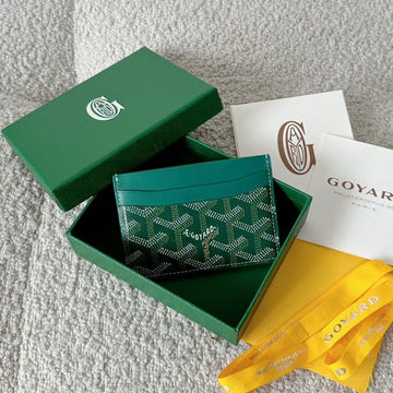 SAINT-SULPICE CARD WALLET 10 IN GREEN GOYARDINE CANVAS AND CALFSKIN Luxe Carry