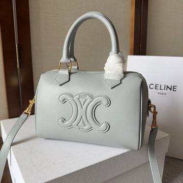 EMBOSSED CELINE TOP HANDLE BAG 20 IN GREY CALFSKIN by Luxe Carry