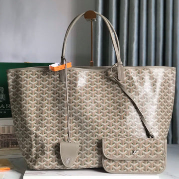 SAINT LOUIS PM 40 IN GREY MIX GREEN GOYARDINE CANVAS AND CALFSKIN Luxe Carry