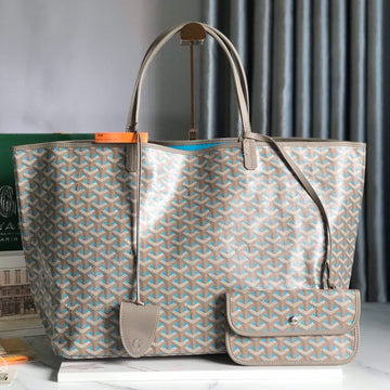 SAINT LOUIS PM 40 IN GREY MIX BLUE GOYARDINE CANVAS AND CALFSKIN Luxe Carry
