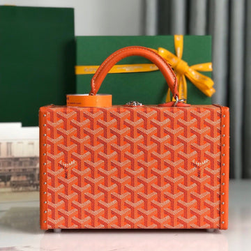 GRAND HÔTEL TRUNK BAG 24 IN ORANGE GOYARDINE CANVAS AND CALFSKIN Luxe Carry Bags