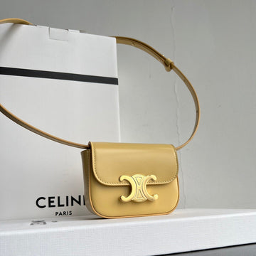 Triomphe 11 Bright Yellow Shiny Calfskin Handbag by Luxe Carry