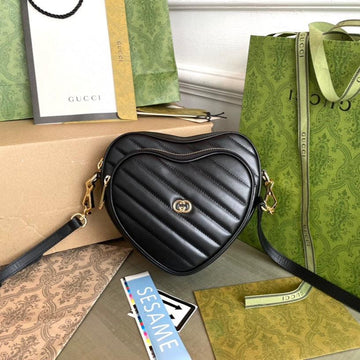 MARMONT HEART BAG 20 IN BLACK CALFSKIN GOLD HARDWARE by Luxe Carry