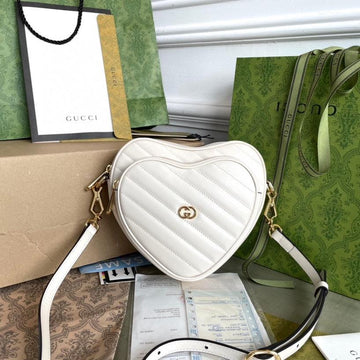 MARMONT HEART BAG 20 IN WHITE CALFSKIN GOLD HARDWARE Luxe Carry