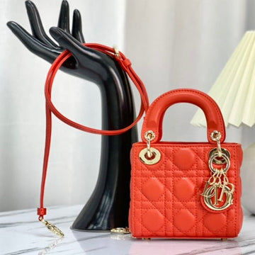 MICRO LADY 12 BAG IN SCARLET RED LAMBSKIN Luxe Carry