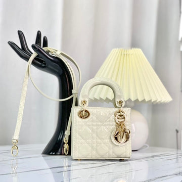 MICRO LADY 12 BAG IN GLOSSY WHITE LAMBSKIN Luxe Carry