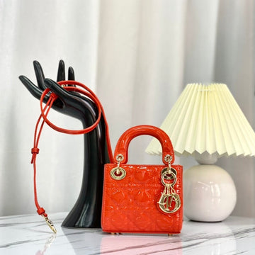 MICRO LADY 12 BAG IN GLOSSY SCARLET RED LAMBSKIN Luxe Carry