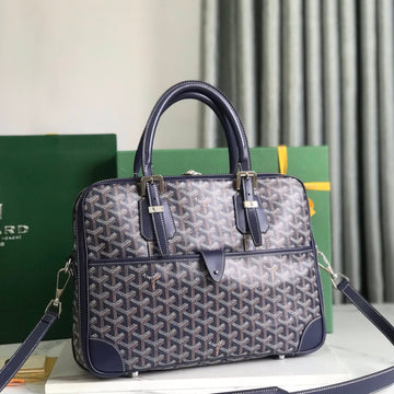 AMBASSADE DOCUMENT CASE 35 IN NAVY BLUE GOYARDINE CANVAS Luxe Carry Bags