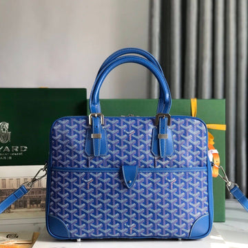 AMBASSADE DOCUMENT CASE 35 IN SAPPHIRE BLUE GOYARDINE CANVAS Luxe Carry Bags