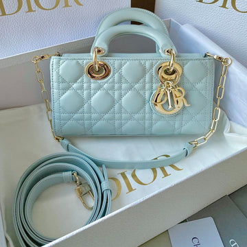 D-JOY BAG 22 IN LIGHT BLUE LAMBSKIN Luxe Carry